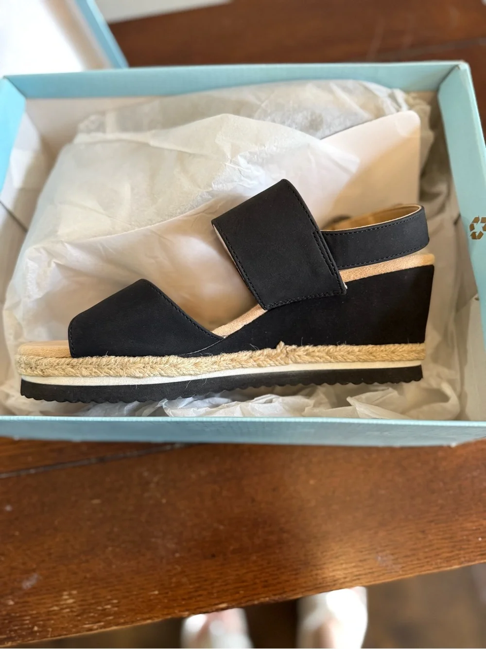 Lifestride Brielle Black Platform Espadrille Sandal - Women's Open Toe Wedge NEW